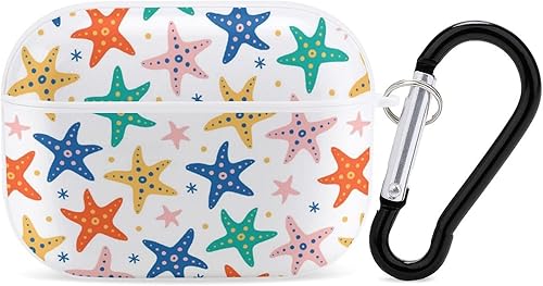 Funda para Airpods Pro con estampado de animales submarinos con llavero de protección completa, duradera, a prueba de golpes, funda rígida de PC