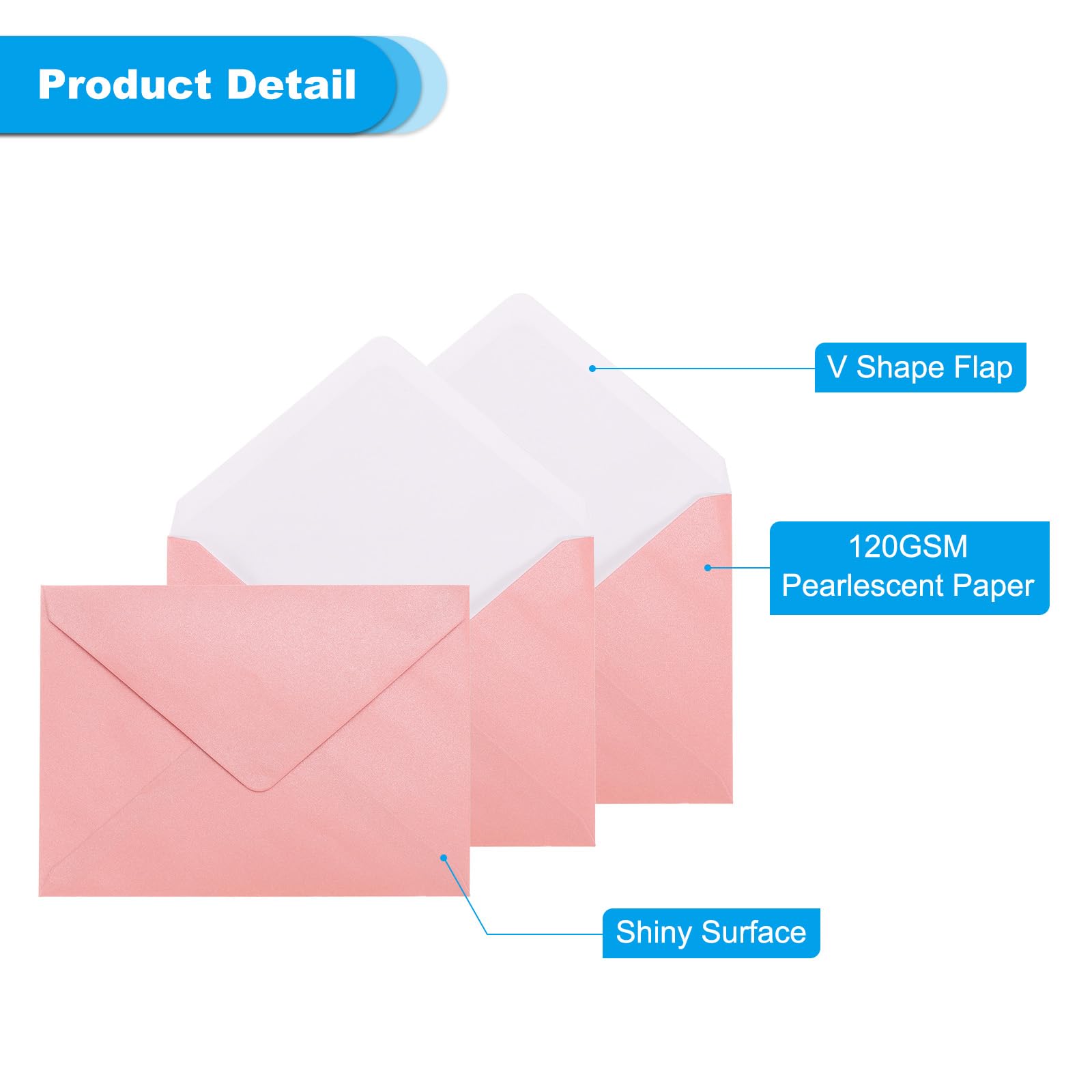 Uxcell 5x7 Envelopes, 100Pcs A7 Size V Flap Pearl Invitation Envelopes Cream White