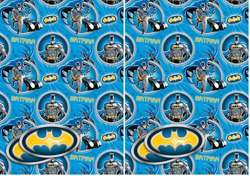 Papel de regalo de Batman con 2 hojas y 2 etiquetas (Paquete de 2)