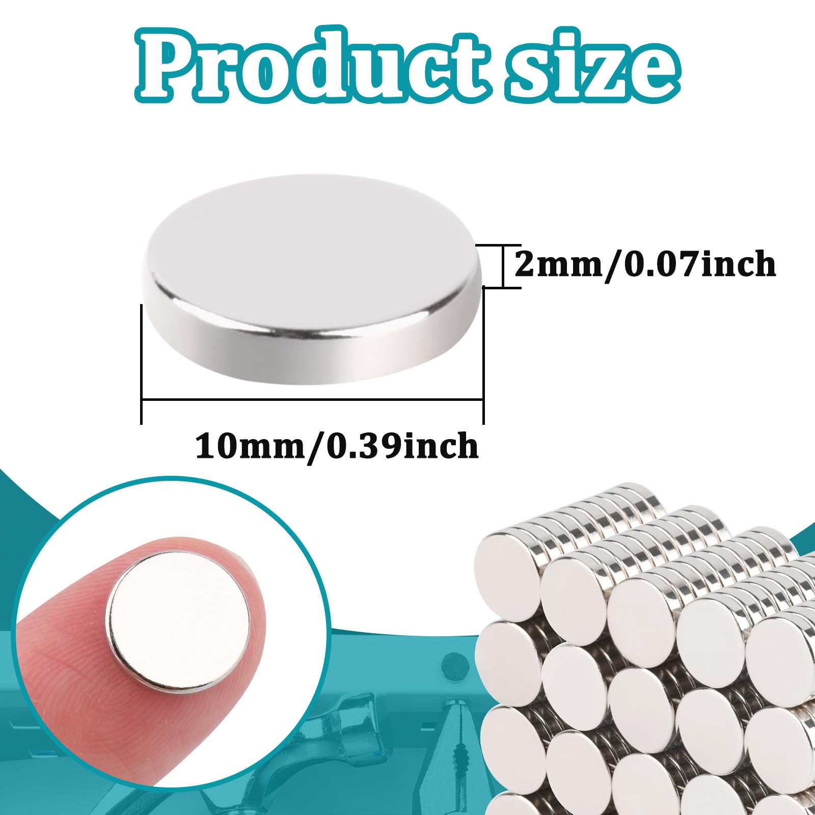 MIN CI 150Pack Round Magnets 10x2mm Strong Magnets for Fridge Small Magnets for Crafts Office Magnets Mini Fidget Magnets Rare Earth Magnets for Whiteboard Photo - Image 2