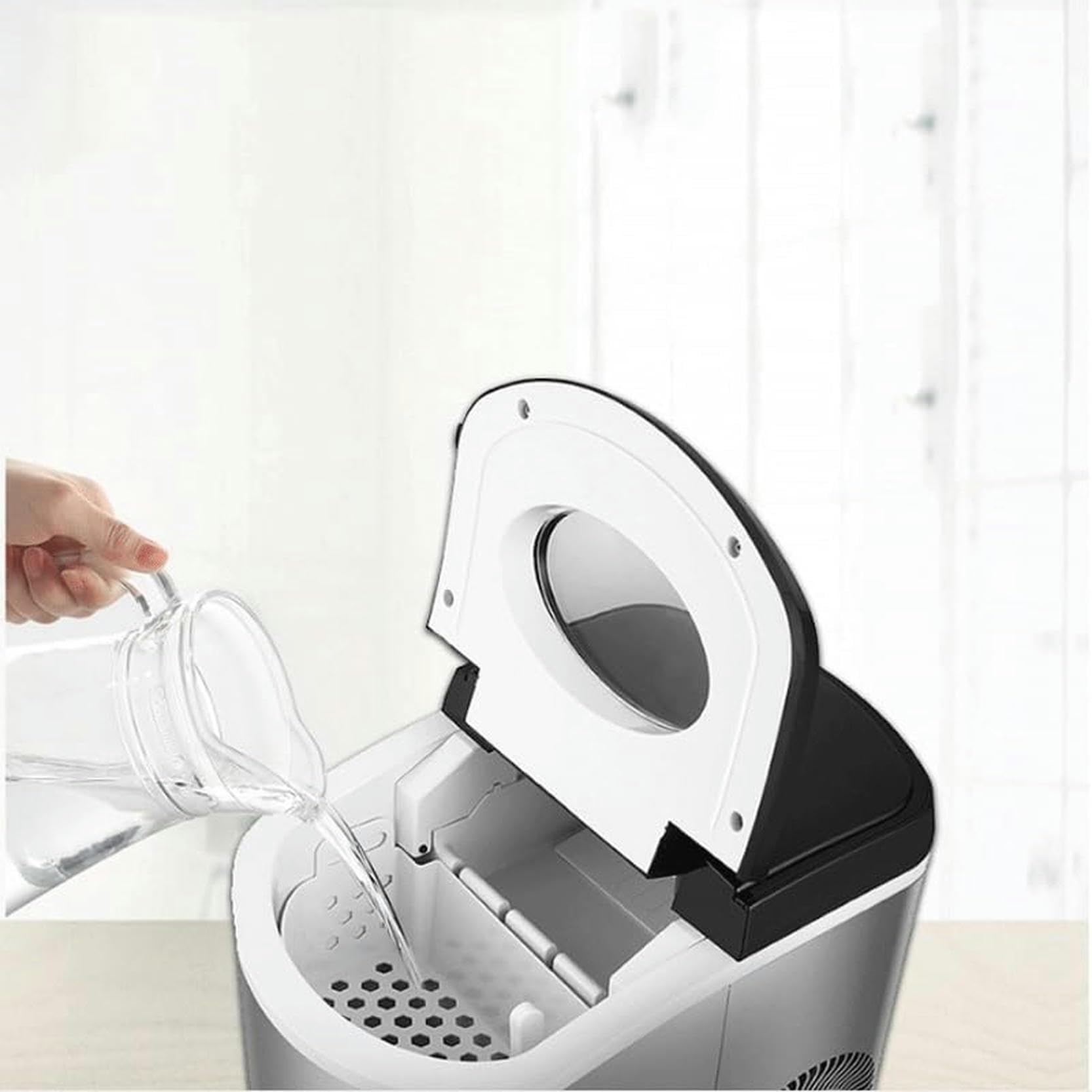 Piccola Macchina per Il Ghiaccio Domestica, Mini Attrezzatura per Negozio di tè al Latte, Macchina per Il Ghiaccio Rotonda per Bar Commerciali