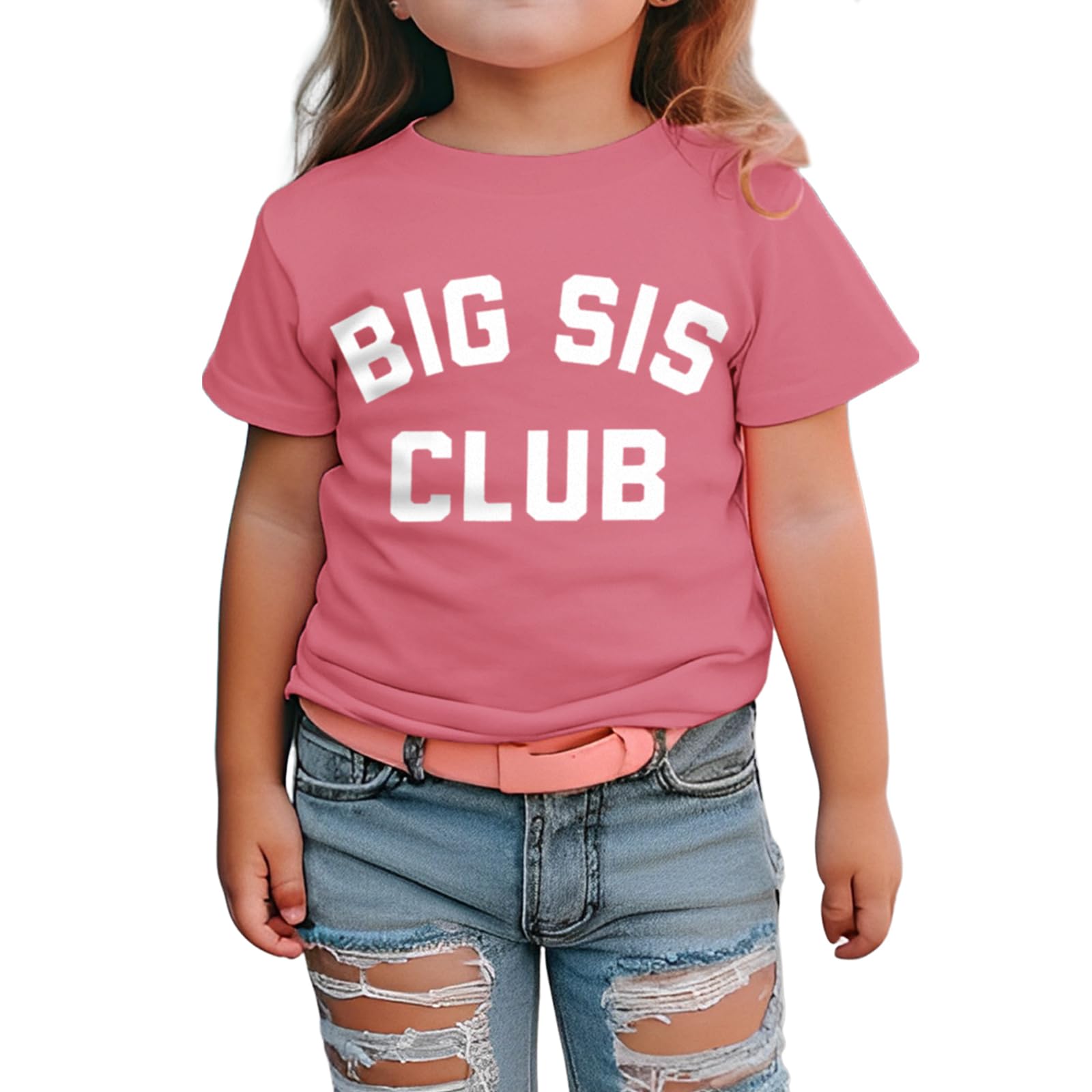 GLIGLITTR Big Sister Shirt Big Sis Club Tshirt Toddler Girl Promoted to Big Sister Announcement Outfit Sibling Reveal Tee Top