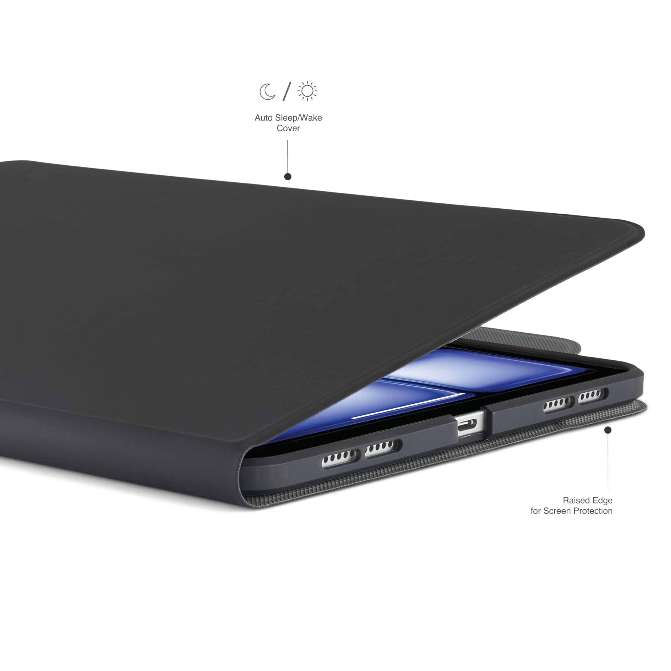 PIPETTO Origami No5 - Custodia a libro rotante per iPad Air 11 (M4/M3/M2) / iPad Air 10.9 (2022/2020), custodia con portapenne, supporto verticale/orizzontale, funzione sleep/wake automatica, nero