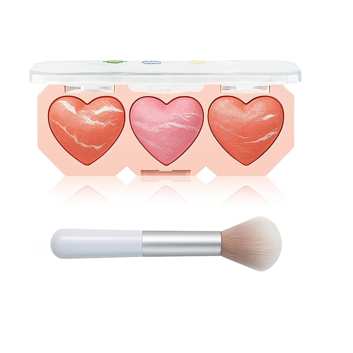 Blush Powder Palette, 3 Shades Pink Blusher for Natural Look Lightweight & Breathable Finish, Hypoallergenic & Skin-Friendly