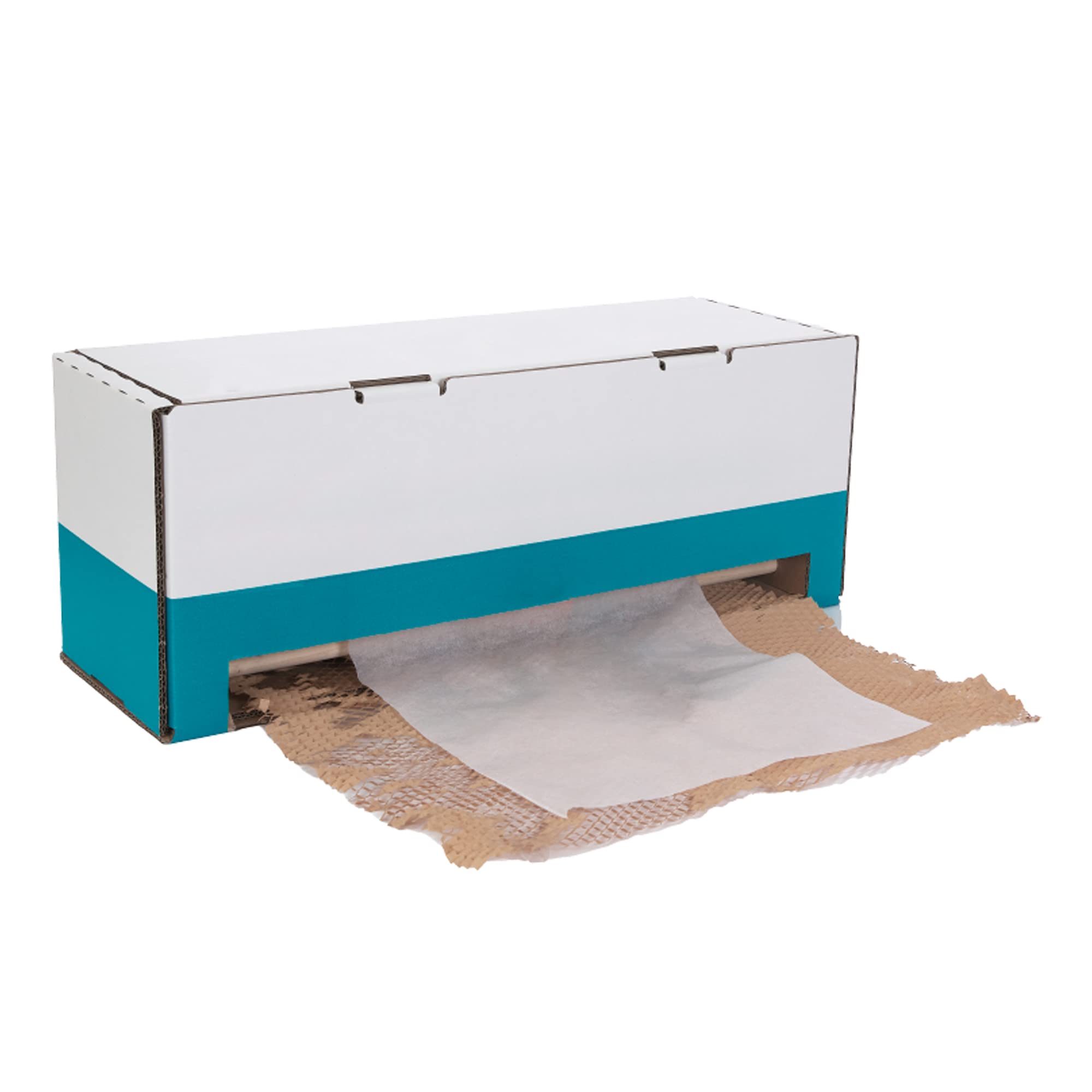 Caja Dispensador de Papel Nido de Abeja con Papel Seda | Papel Protector de Amortiguación para Embalar Objetos Frágiles | Medidas Nido de Abeja 50cm x 125metros | Papel seda 30cm x 125metros