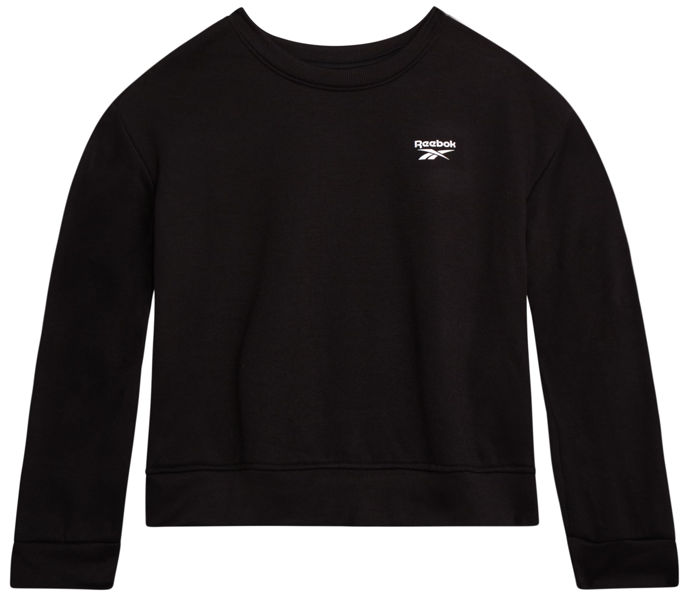 Reebok Girls Sweatshirt - Cropped Fleece Pullover Crewneck Sweatshirt for Girls, Relaxed Fit - Casual Cozy Kids Fall Clothes