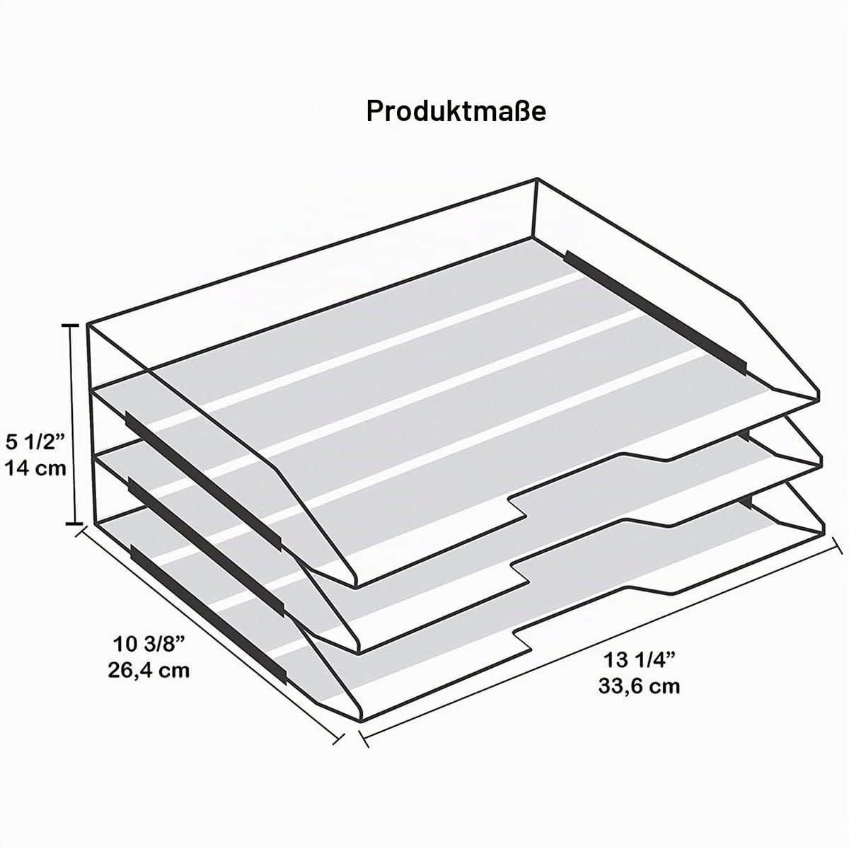 Acrimet Stapelbare Briefablage im Querformat, Büro-Organizer für Papier und Dokumente im A4-Format, Robuster Kunststoff (Farbe Transparent) (3 Stück)