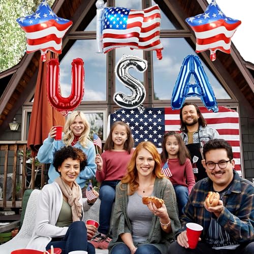 Image of 4th of July Decorations Red White and Blue Balloons Patriotic USA Party Fourth of July Decorations USA American Flag Balloons