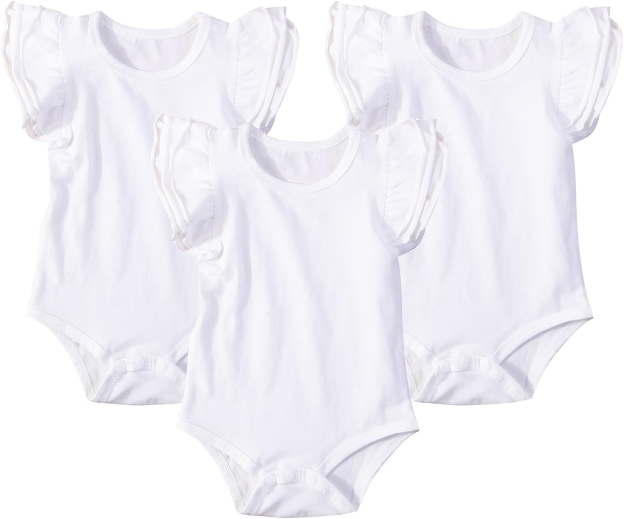 Infant Baby Girls Basic 3-5-8-Pack Ruffle Short Sleeve Cotton Bodysuits
