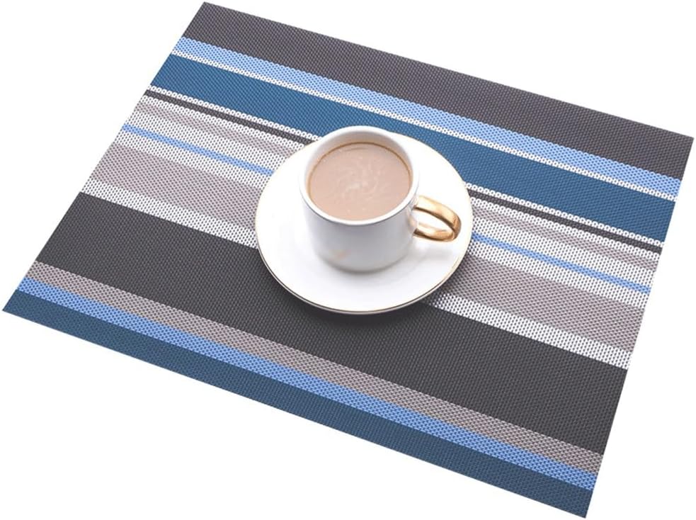 Striped Placemat Table Insulation Placemat Bowl Placemat Table Decoration Mat(D)
