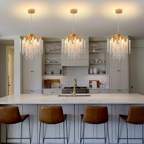 Miniatura 7 de Moderno candelabro de cristal con ramas de árbol de lluvia, lámpara colgante de techo pequeña para dormitorio, sala de estar, comedor, entrada,