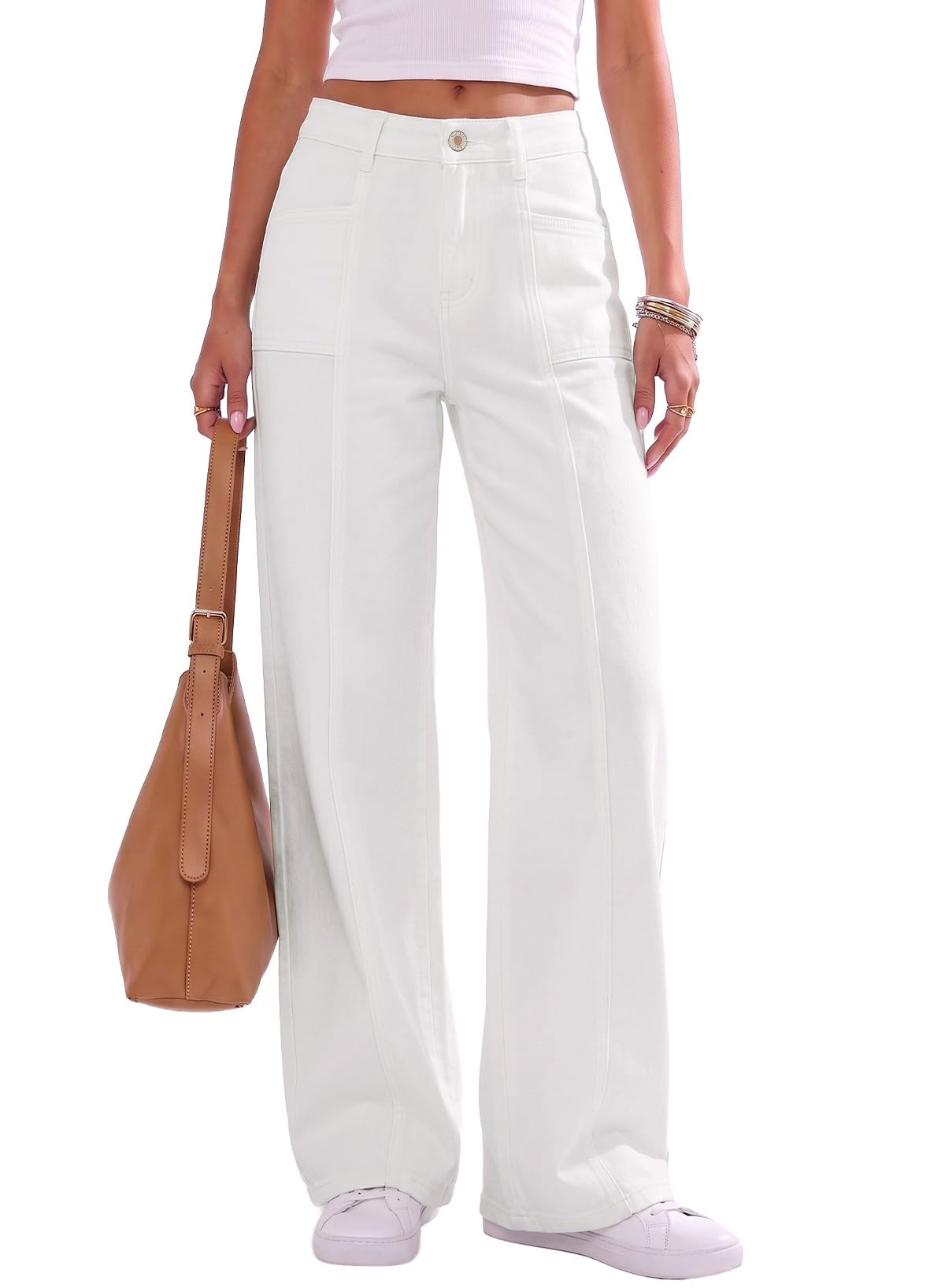 Sidefeel Women's High Waisted Jeans Loose Fit Wide Leg Denim Pants