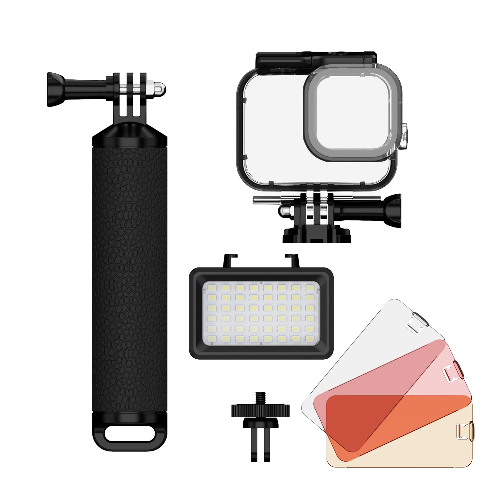 Aoresac Kit Luce Subacquea a LED Impermeabile 40M Kit Luce Subacquea 5W 2700-5600K Batteria Incorporata 7 Effetti Scena con Bastone Galleggiante, per la Registrazione Video