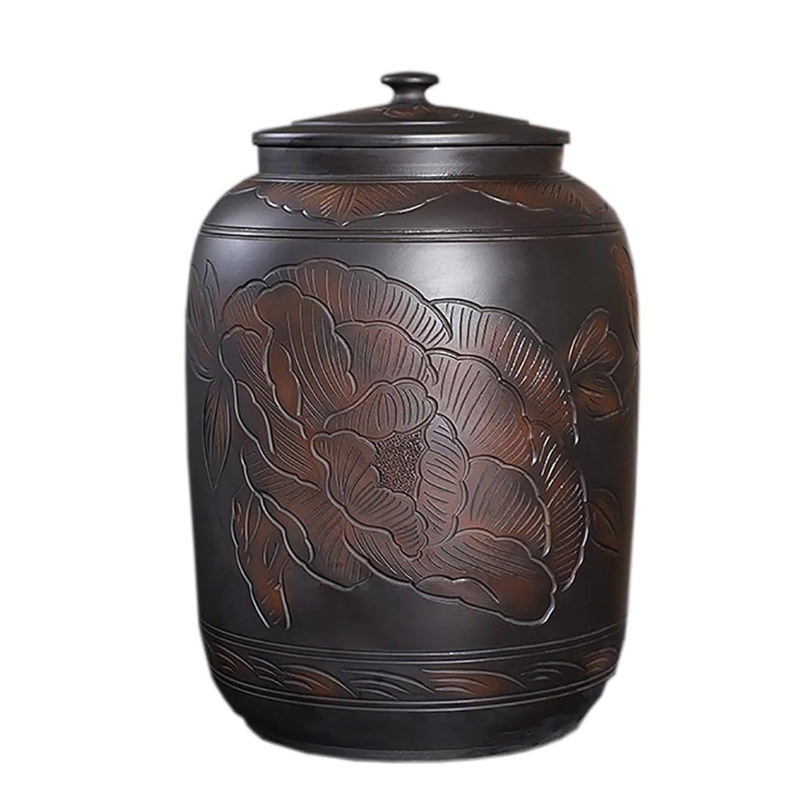 Hlixzoy Traditional Chinese Porcelain Grain Dispenser – Retro Ceramic Cereal Storage Container, Large Rice Jar with Airtight Lid for Pantry & Kitchen