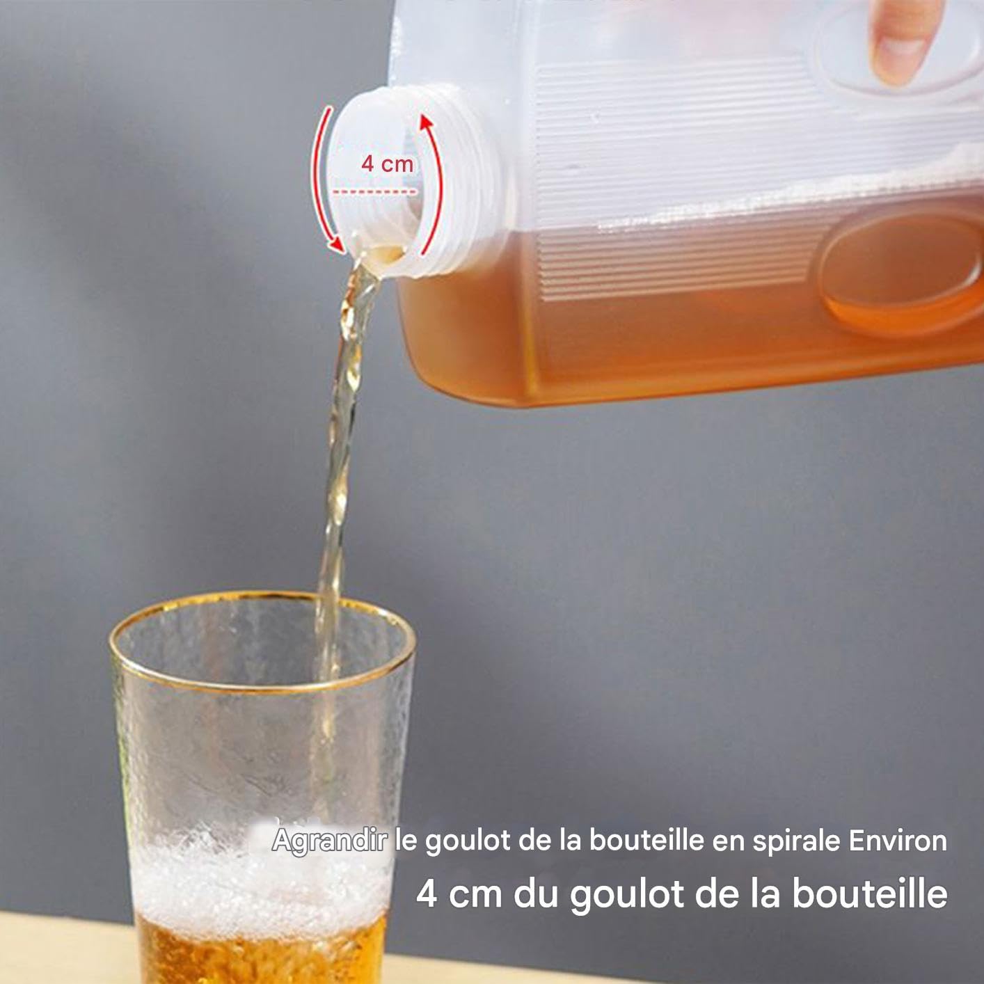 Bouteille à Jus 2L Distributeur de Boissons Froides pour Réfrigérateur avec Couvercle
