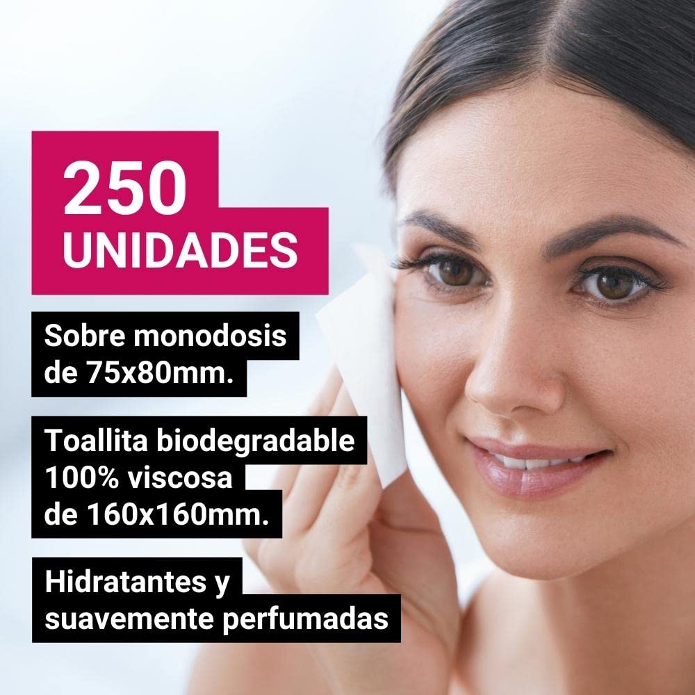 GPQ - Toallita Desmaquillante | 250 Und. | Amenities Limpiador Facial | Hidratante - Piel Suave - Sin Parabenos - Biodegradable | Hotel, B&B, Casa Rural, Camping, Crucero... | Fabricado en España