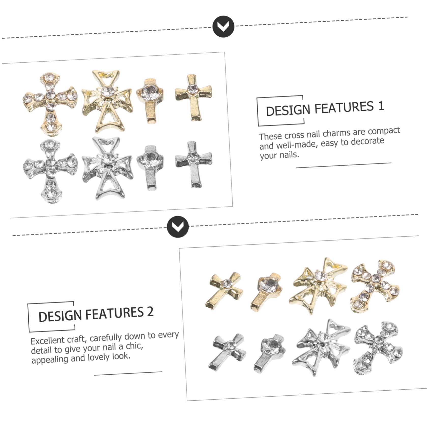 minkissy 400 Pièces Manucure Décoration Bijoux Croix charmes d' 3d décor de perles decoration charms accessoires décor rétro charmes pour les charme d'