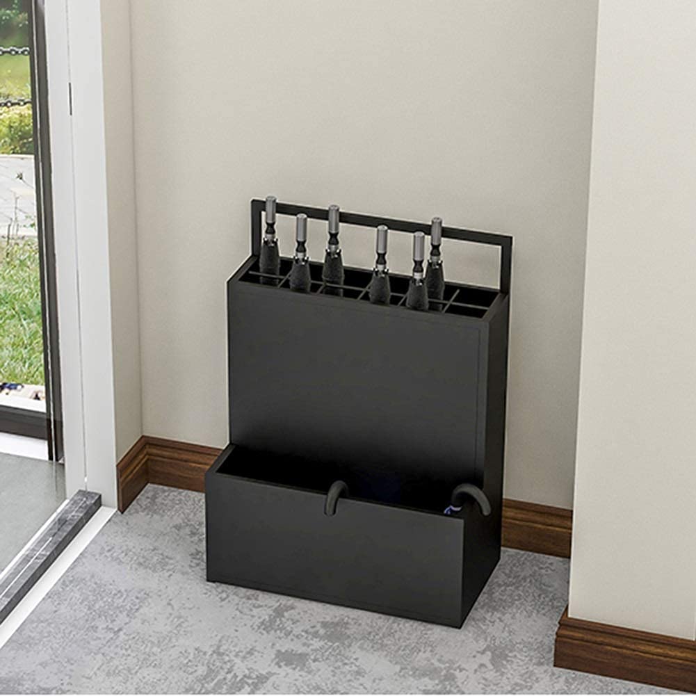 Porte-parapluie en métal avec trous de drainage Support commercial pour bâtons de canne et élégant 48 x 27 x 67 cm Disponible en 5 couleurs – Noir