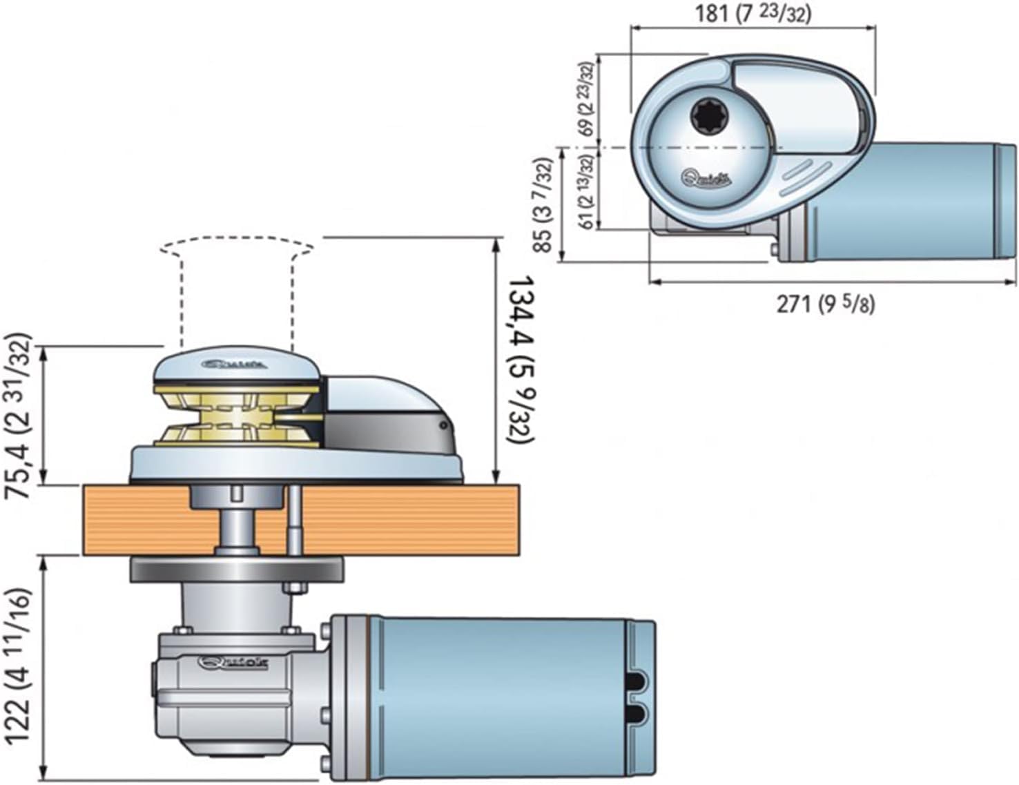 Quick Verricello Salpa Ancora Windlass Winch CL1 500W - Barbotin Catena da 6mm Senza Campana - Nautica Barca Gommone Vela