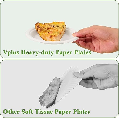 Miniatura 6 de Vplus 125 Pack 6 inch Paper Plates 100% Compostable Plates Heavy-Duty Disposable Paper Plates Bagasse Natural Biodegradable Eco-Friendly Sugarcane
