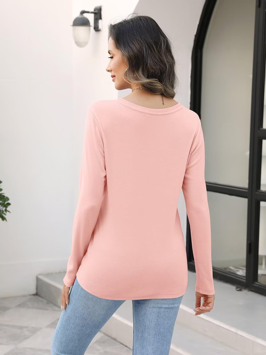 Minetom Women's Long Sleeve V Neck T Shirts Henley Tops Casual Shirts Blouses - Image 4