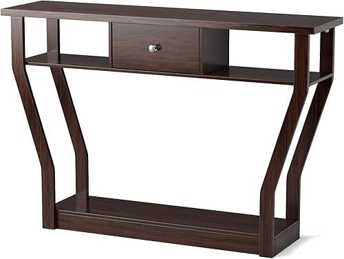 Miniatura 7 de Fireflowery - Mesa de entrada de 47 pulgadas con almacenamiento, mesa de pasillo de 3 niveles, muebles de sala de estar, mesa de sofá estrecha