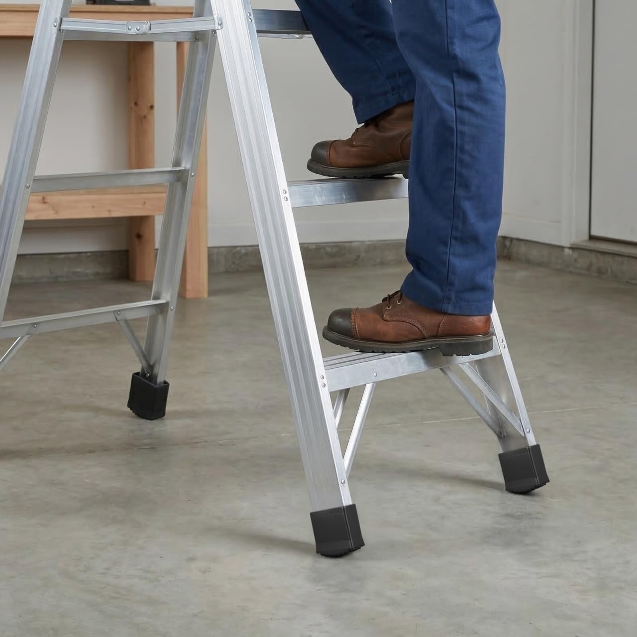 Cabilock Coperture Piedi Scala Antiscivolo 2.75X2.75X1.38In Pad Gomma Resistente Per Piedini Scala Alluminio 4 Gradini Protezione Pavimenti E Stabilità Set 4 Pezzi Per Uso Domestico E Professionale
