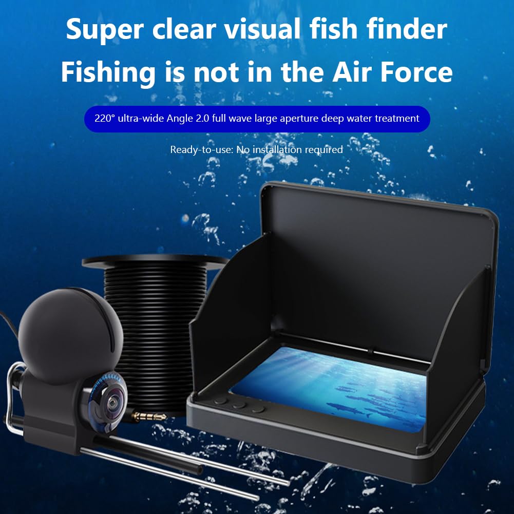 Hapihom Caméra De Pêche Sous-Marine – Écran 4,3″ HD, Angle 220°, 12 LED, Batterie 10000 MAh – Câble 15/20/30 M