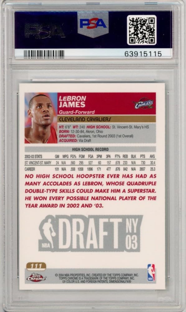 NBA TOPPS Chrome 04 Draft Pick #1 レブロン LeBron James Cleveland Cavaliers 2003-04 Topps Chrome