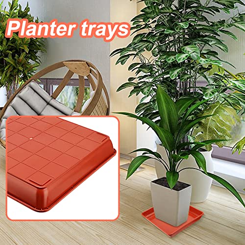 Muklei 10 Pack 12 X 12 Inch Square Plant Saucer, Flower Pot Square Drip Trays Plastic Square Plant Tray For Indoor And Outdoor, Brick Red #TOP6