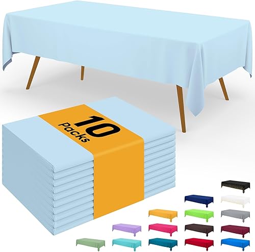 Miniatura 108 de Smiry - Juego de 6 manteles desechables, manteles rectangulares impermeables de 54 x 108 pulgadas para fiestas, mantel de plástico decorativo, a