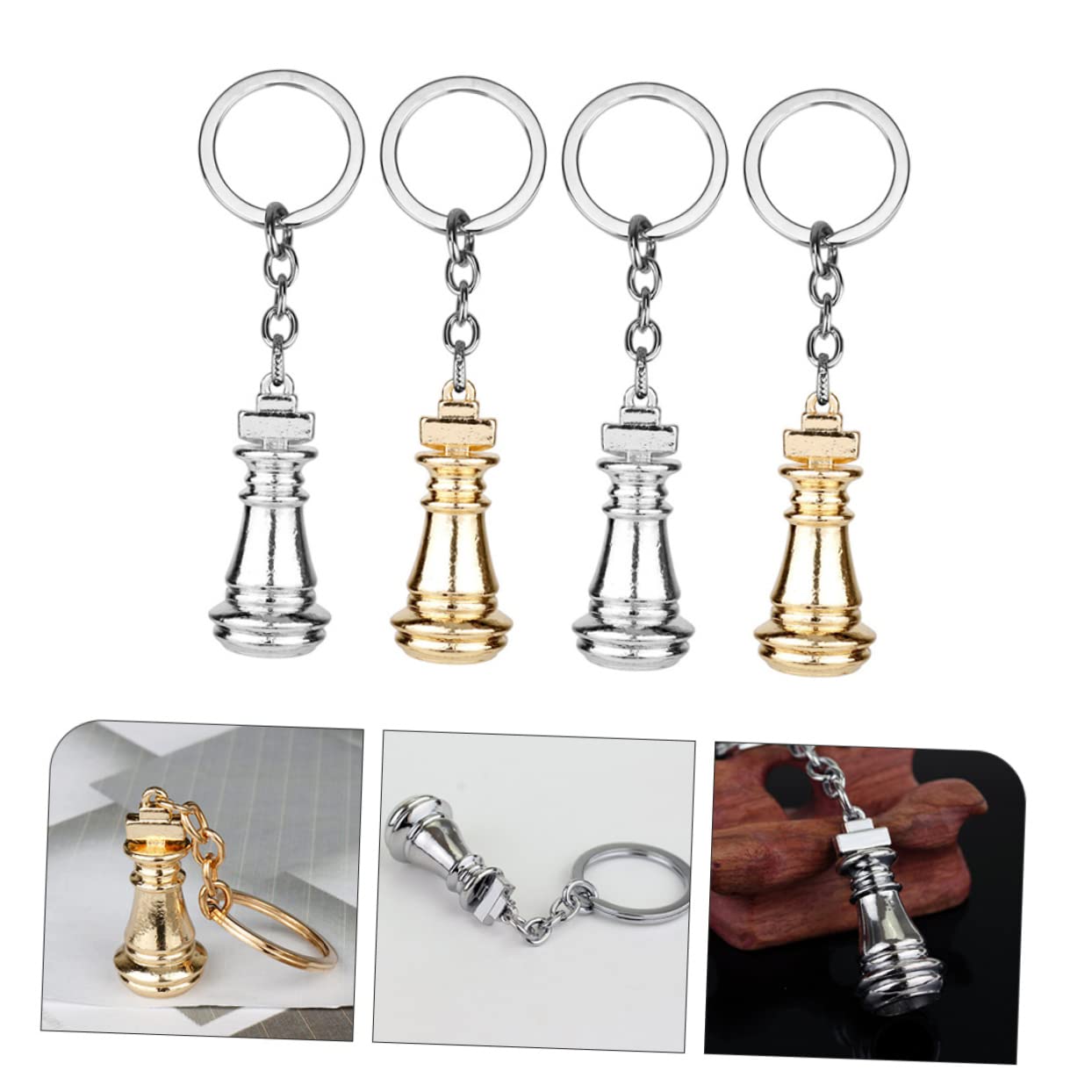 SHERCHPRY 8 portachiavi da appendere a forma di scacchi, regalo di compleanno, anello a catena, portachiavi a scacchi