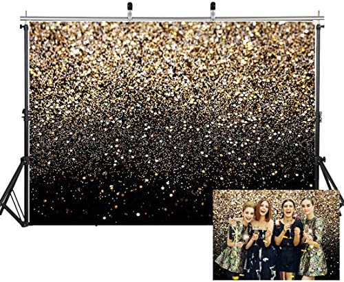 SJOLOON Black and Gold Backdrop Golden Spots Backdrop Vinyl Photography Backdrop Vintage Astract Background for Family Birthday Party Newborn Studio Props 11547(7x5FT)