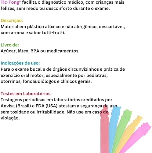Abaixador de Língua com Aroma e Sabor Kit 120 Unid Tic Tong Animal Jr