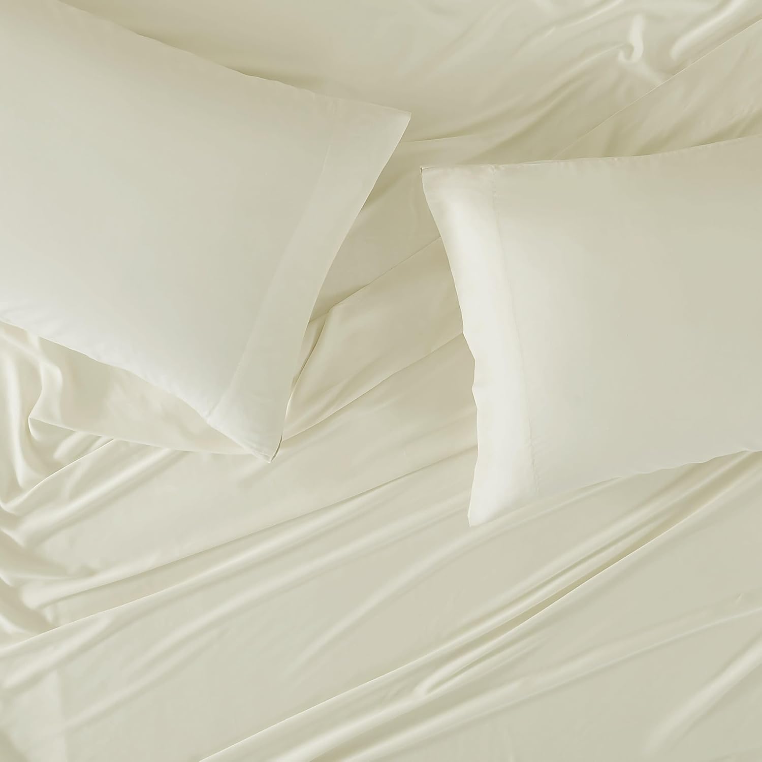 Brooklyn Loom 300 Thread Count 100% Rayon from Bamboo Ivory 4 Piece King Sheet Set