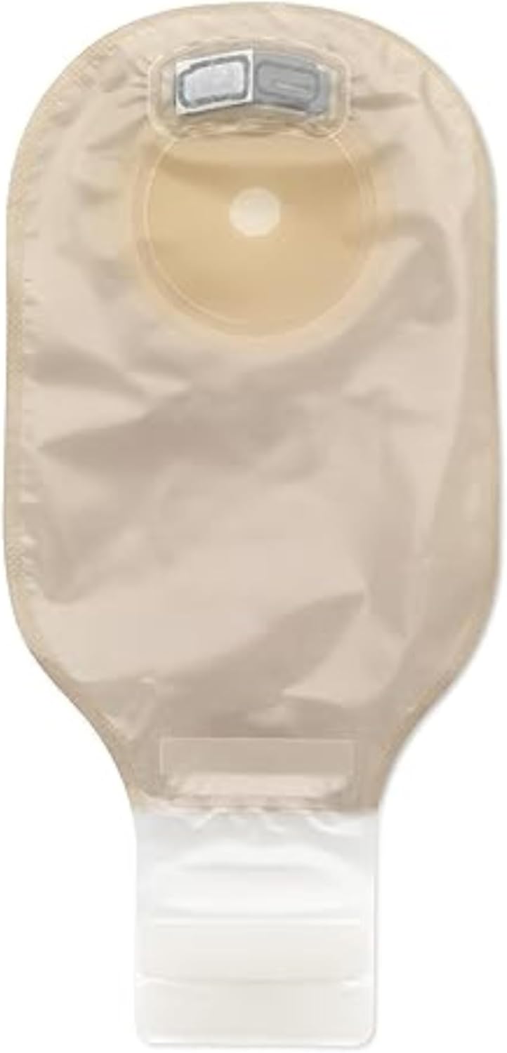 Hollister 8371 Premier 1-Piece 12” Drainable Ostomy Pouch & Flat Flextend Skin Barrier with Adhesive Border (Tape), 10 Pack, Beige with Viewing Option, Cut to Fit up to 2-1/2”