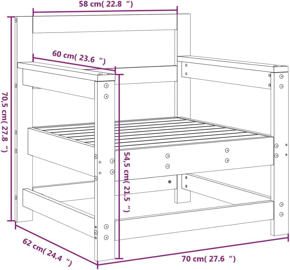 Patio Chairs 2 pcs White Solid Wood Pineoutdoor Furniture Patio Chairs Patio Set Patio Furniture setSuitable for Garden Courtyard
