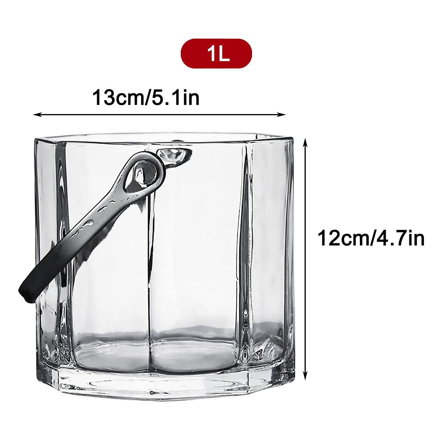 Cubo de Hielo con Pinzas, Recipiente de Almacenamiento Transparente, Botellas de Vino, champán o Cerveza, Cubo de Hielo Transparente, Cubo de champán para Bebidas