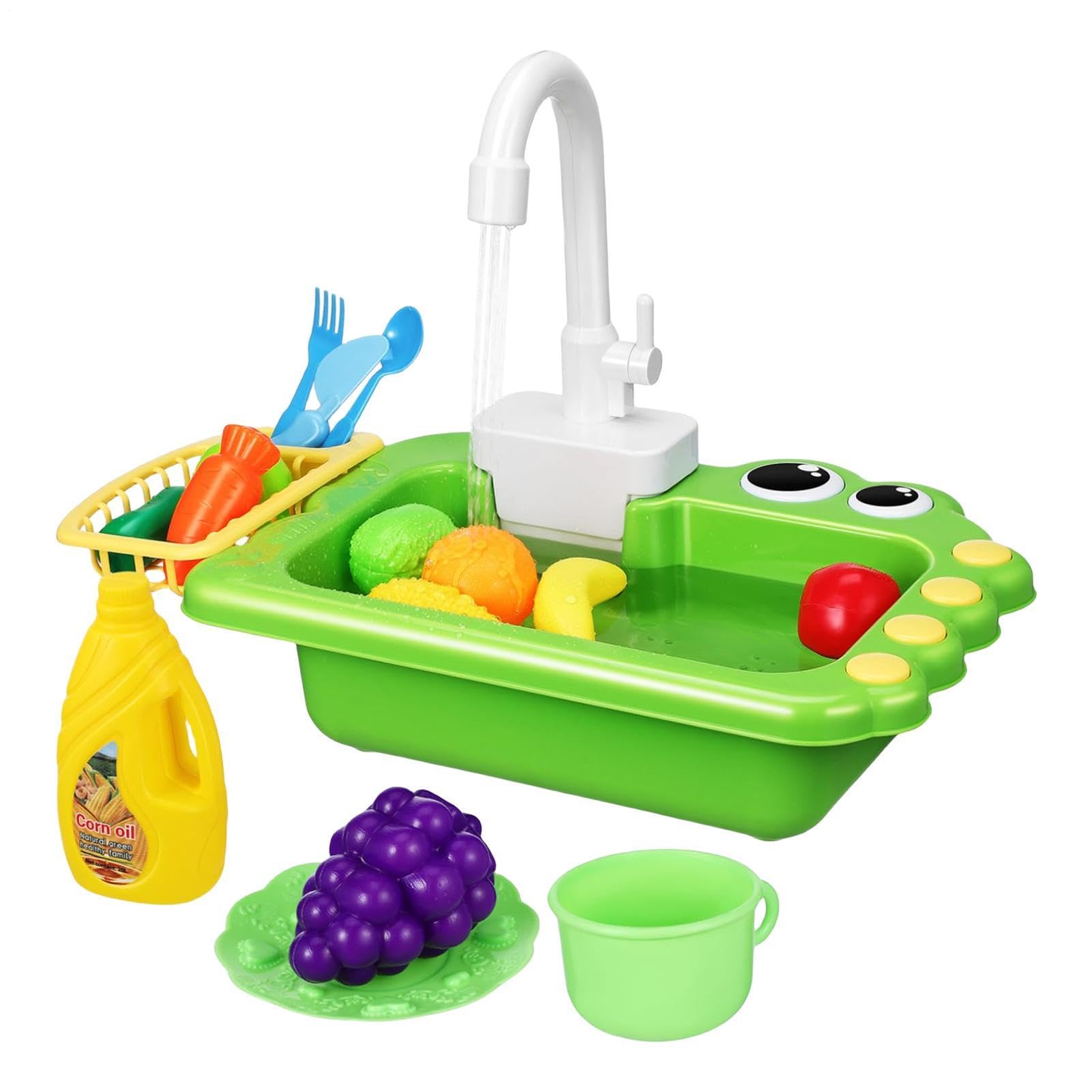 Lavello da gioco con acqua corrente - 42 x 26 x 29 cm Giocattolo per lavello elettrico per bambini, giocattolo da cucina per bambini | Giocattoli interattivi per la circolazione 'acqua