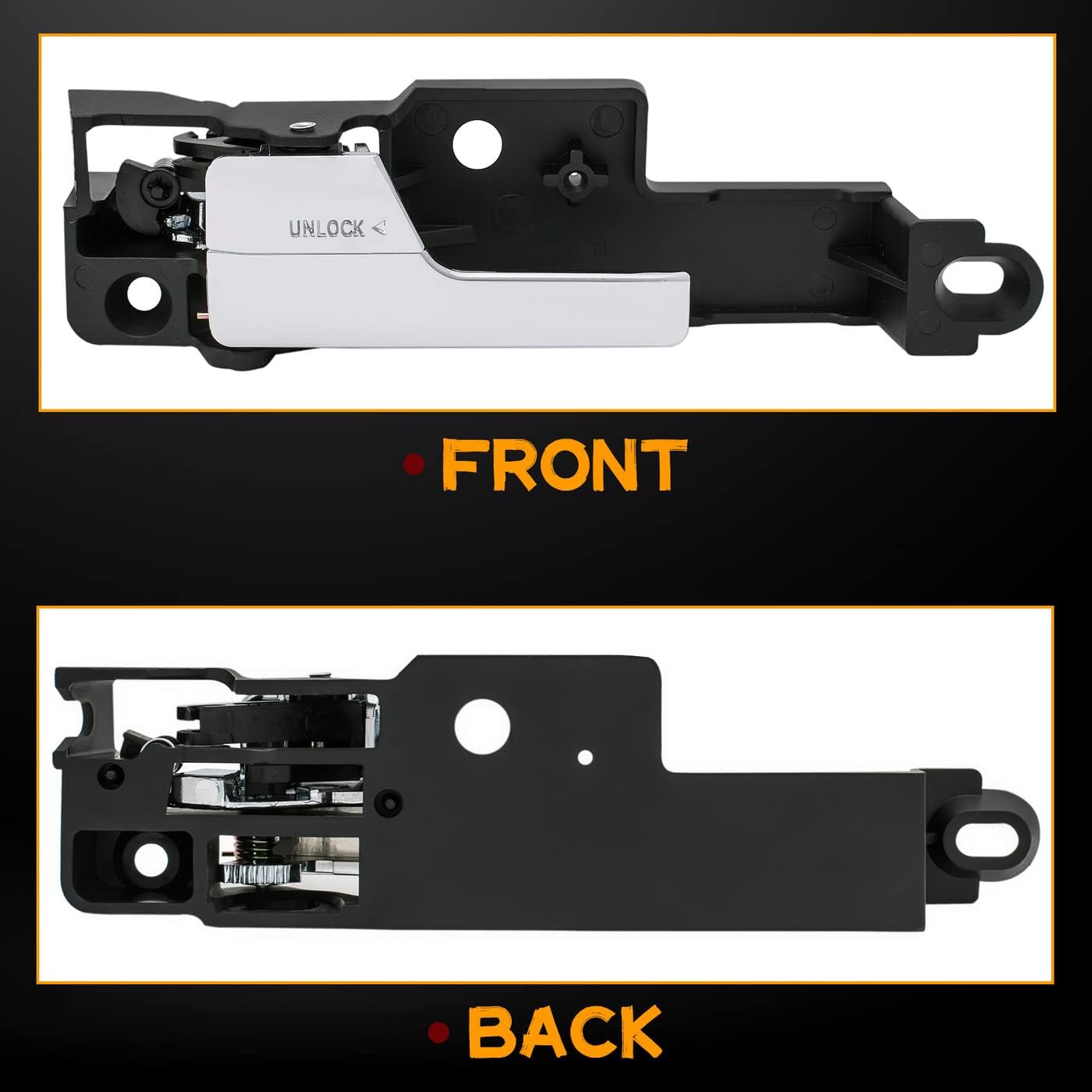 Compatible with 06-12 Fusion 06-11 Mercury Milan 06 Zephyr 07-12 MKZ Replacement Kit 2pcs Front Passenger+Driver Black Base Chrome Lever Interior Door Handle 6E5Z5422600AA