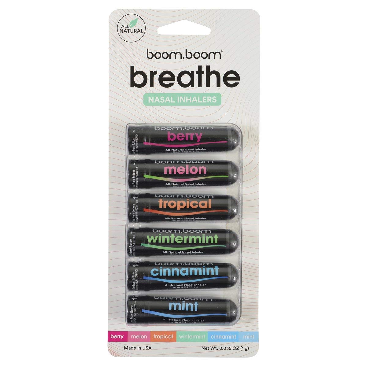 Aromatherapy Nasal Inhaler (6 Pack) by BoomBoom Boosts Focus