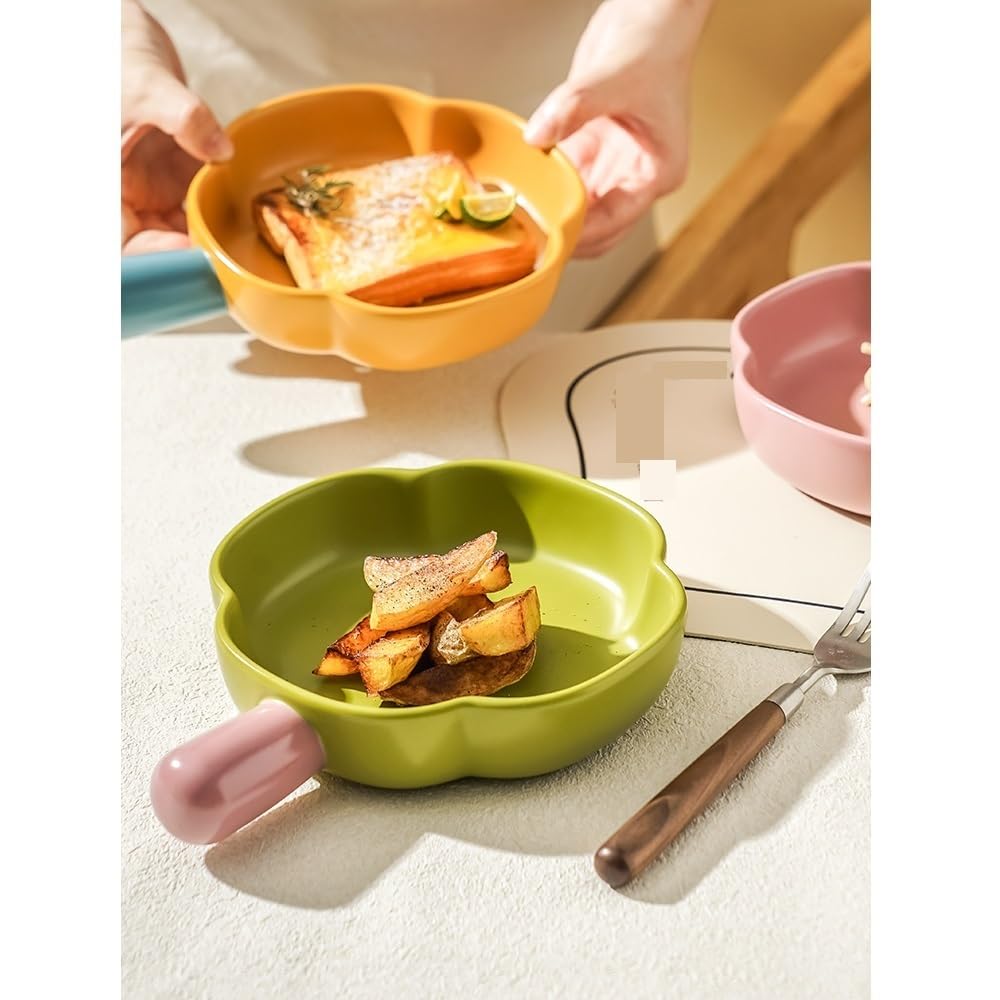 Naczynie do pieczenia Ceramiczna, wysokiej jakości, uchwytowa patelnia do pieczenia, może być używana mikrofalówki, talerz na sałatkę owocową Zapiekanka(Green)