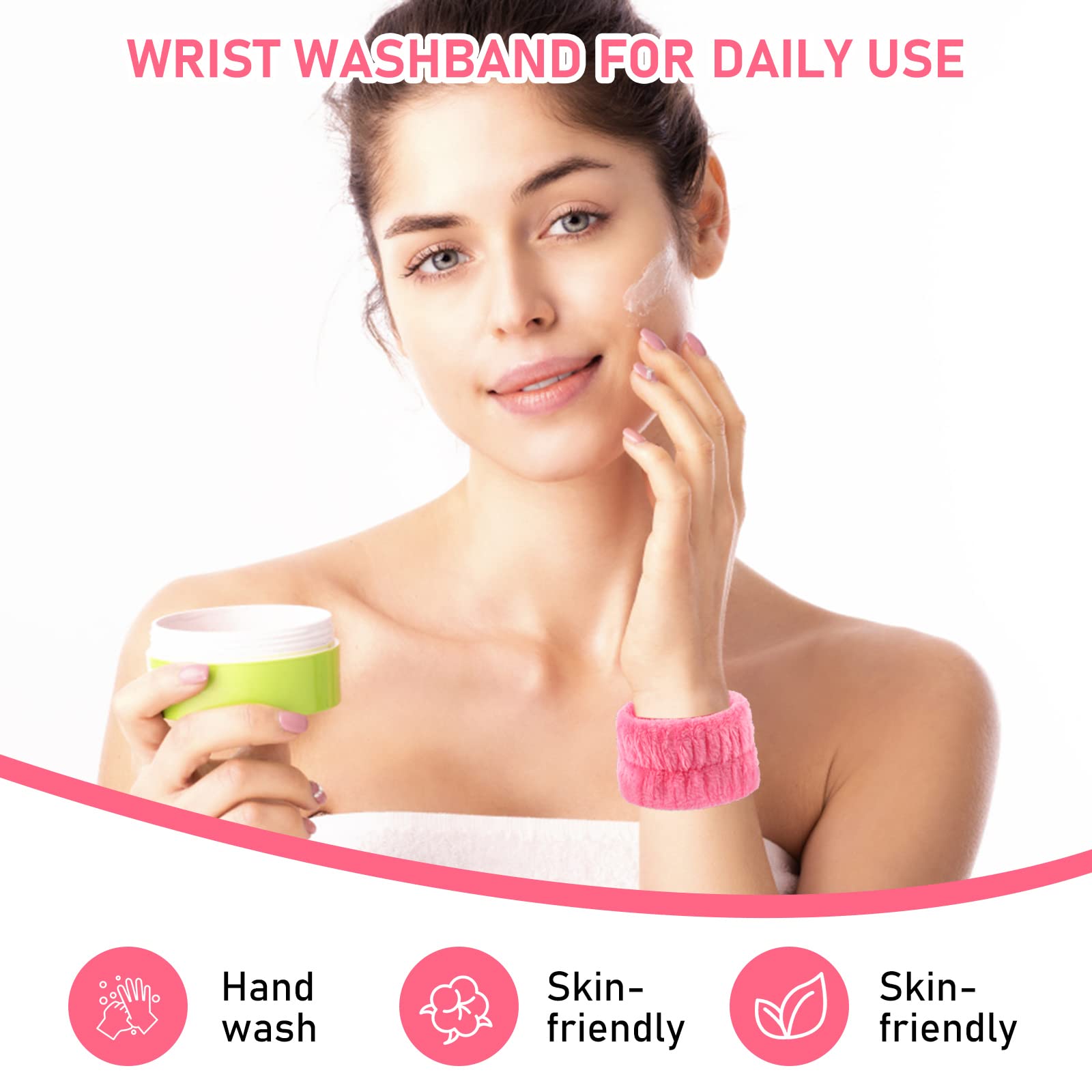 Molain 4 pulseras de lavado facial de spa toallas de muñeca de microfibra para lavar la cara, pulseras elásticas faciales absorbentes de maquillaje toallas de muñeca para mujeres (morado claro rosa)