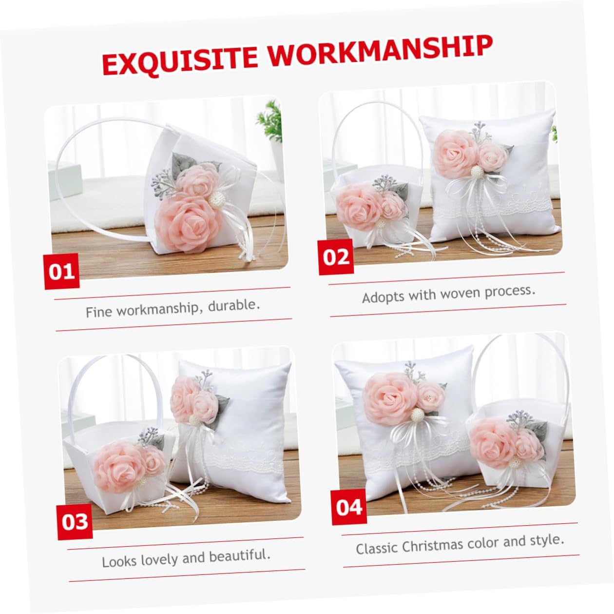 Wedding Flower Girl Basket Handheld Fabric Basket Bride Petal Storage Container for Wedding Party Ceremony Supplies