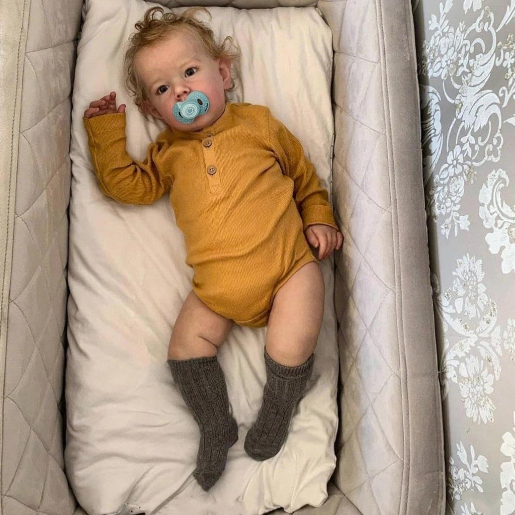 Zero pam Reborn Baby Lebensecht, Reborn Baby Junge, 50CM Reborns Puppen Lebensecht Mit VollVinyl Körper, Lebensechte Babypuppen Wie Echt, Echte Puppe Mit Haaren
