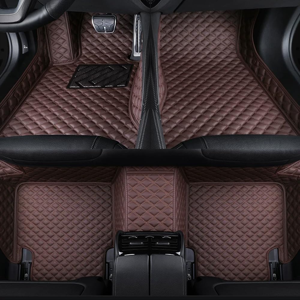 QIZUN Tailored Car Floor Mats for BYD Seal6 GT 2025-2026, PU Leather Waterproof Floor Liners, Dust-Proof Auto Foot Pad Protector pads, Full Set All-Weather,Brown