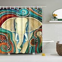 Tenda Doccia 3D Con Elefante 180x200 Cm | Tessuto Poliestere Impermeabile Antimuffa | Lavabile In Lavatrice Con Ganci Inclusi - 2