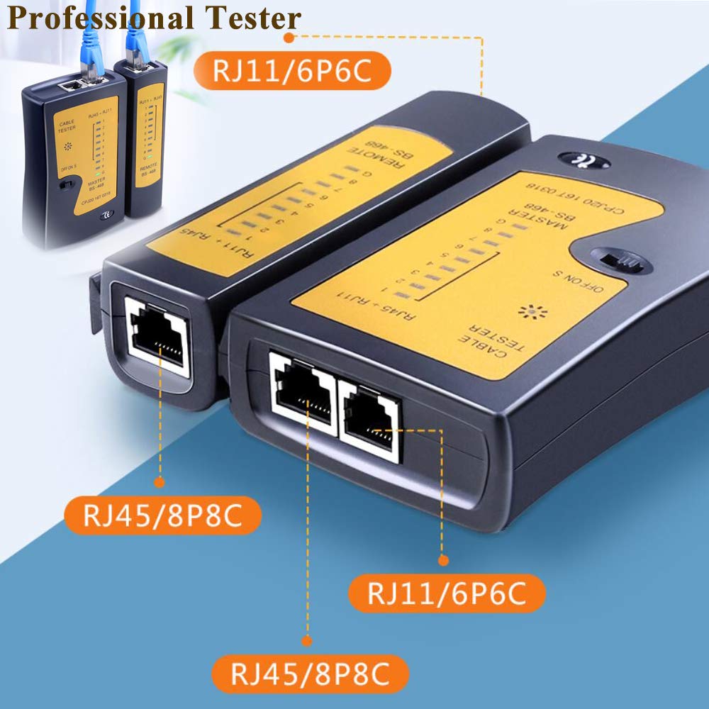 Leatbuy - Kit di crimpatura per RJ45/RJ11/RJ12/CAT5/CAT6/Cat5e/6P/4P/8P, pinza crimpatrice professionale per cavi di rete, pinza per cavi Lan (grigio)