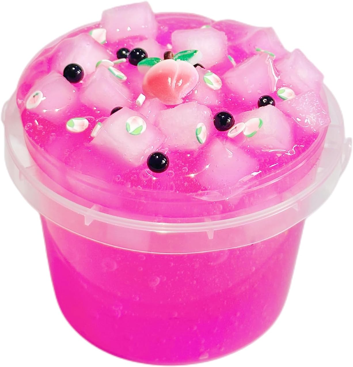 Peach Crystal Jelly Cube Slime, Soft Clay Slime Sugar Blitz for Girls Boys, Pink Contton Candy Slime kit Party Favors