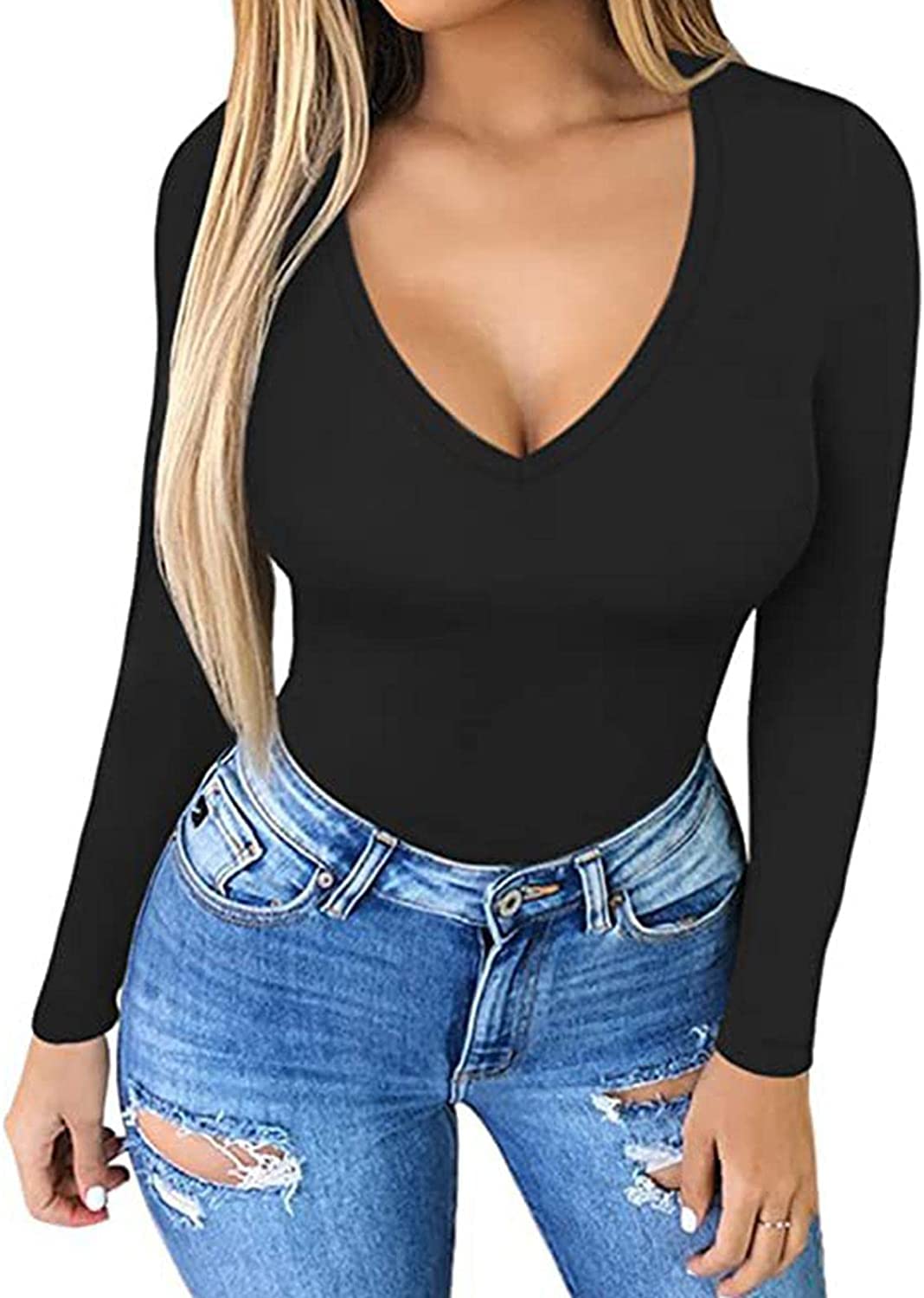 rom Deep V neck mellow body ボディースーツ rom Deep V neck mellow body ボディースーツ